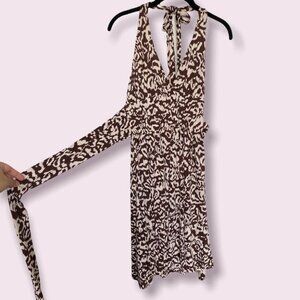y2k halter leopard print silk dress! Diane von furstenberg - size 4